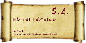 Sárdi Líviusz névjegykártya
